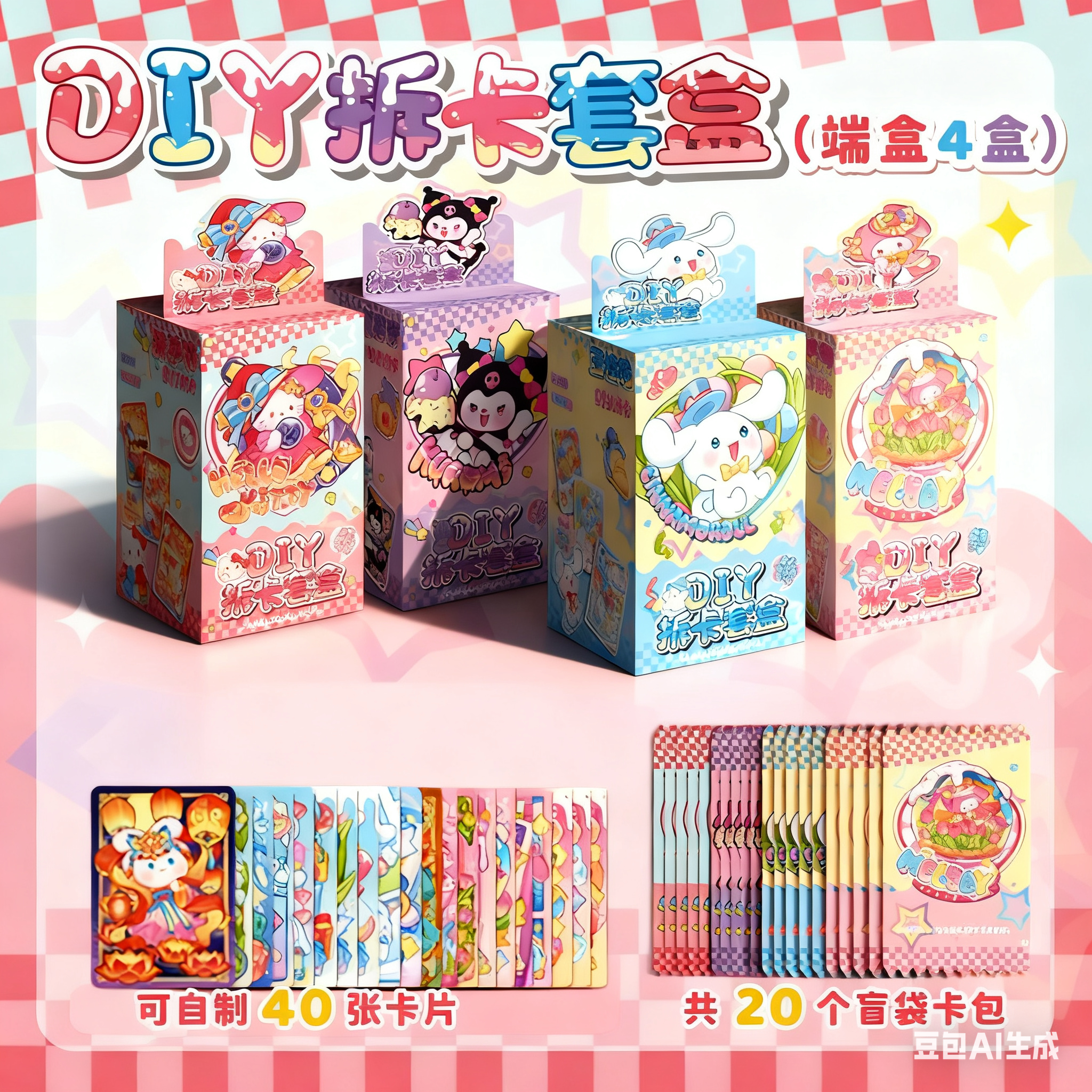 自制迷你库洛米拆卡包袋套装小手工diy材料盲盒贴纸女孩玩具卡牌6,淘宝优惠券,粉丝福利购,淘宝优惠卷