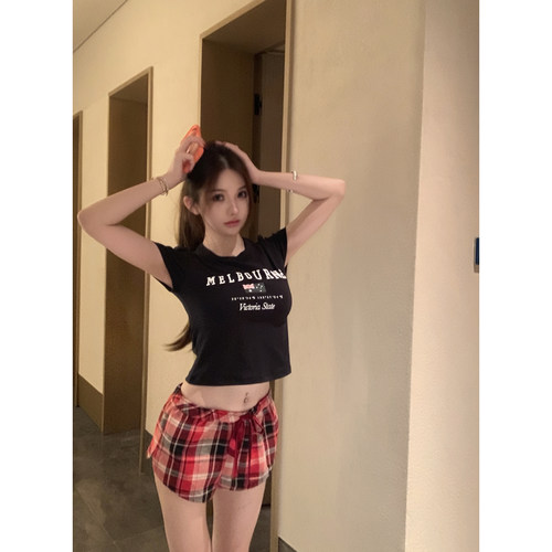 PickRui睿哥  慵懒玩家 sk1ms多巴胺复古格纹裤女美式休闲裤春夏 - 图2