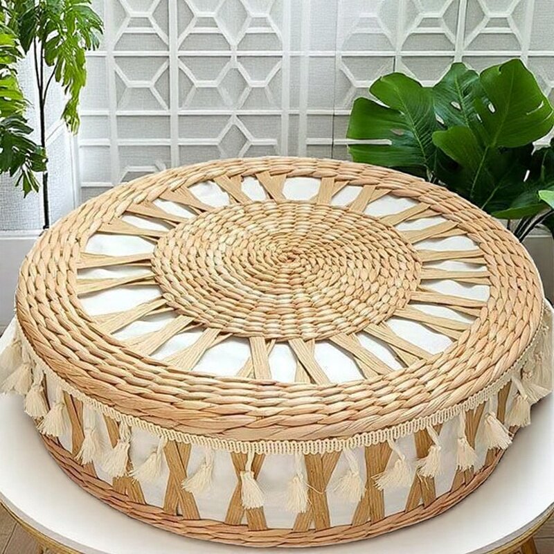 Nordic handmade straw futon cushion
