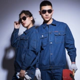 Джинсовый хлопковый износостойкий комбинезон подходит для мужчин и женщин, защита от ожогов, оверсайз