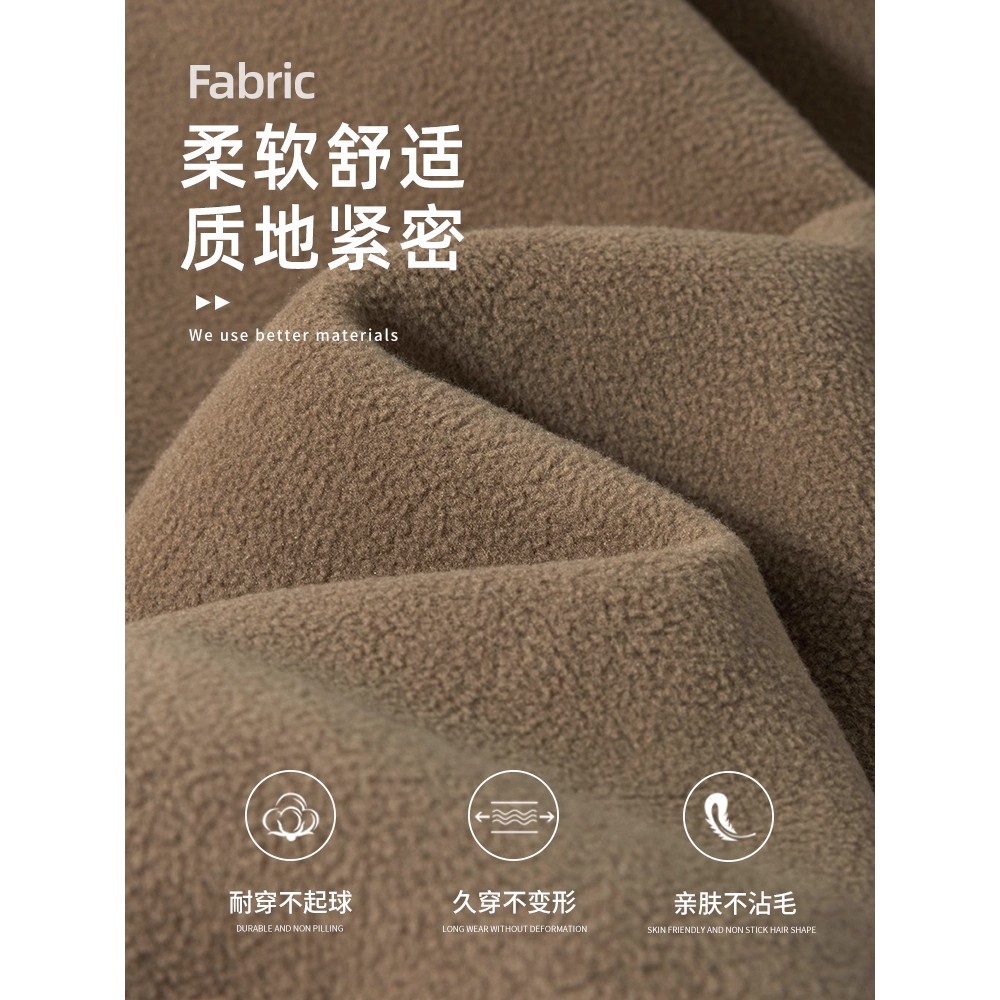 棕色摇粒绒卫衣外套女款2025新款秋冬季美式重磅拉链加绒加厚内搭 - 图0