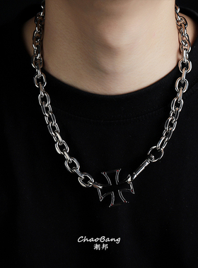 镂空十字架不锈钢项链不掉色