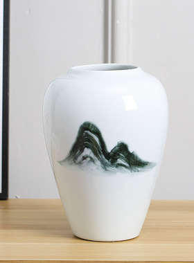 景德镇陶瓷中式花瓶手绘禅意水养插花客厅餐桌花器软装摆件工艺品