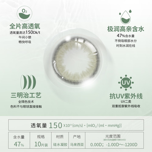 美若康美瞳辻花迷漫日抛盒硅水凝胶彩色隐形近视眼镜高度数 - 图1