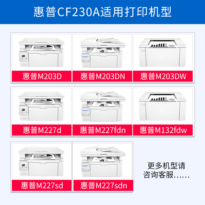 适用惠普m227fdw硒鼓m227sdn m203dw M203D粉盒cf230a HP227d打印机墨粉mfp m227fdn CF232A成像鼓hp30a墨盒-图2