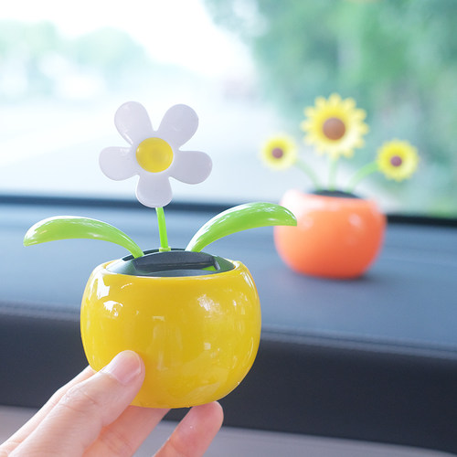 汽车摆件创意小清新太阳能摇头车载中控台摆件车内装饰品大全网红 - 图2