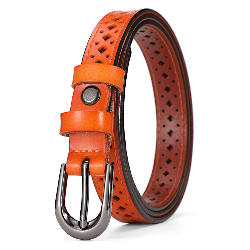 腰带女真皮头层牛皮白色灰色百搭时尚镂空小皮带细窄休闲牛仔裤带,淘宝优惠券,粉丝福利购,淘宝优惠卷