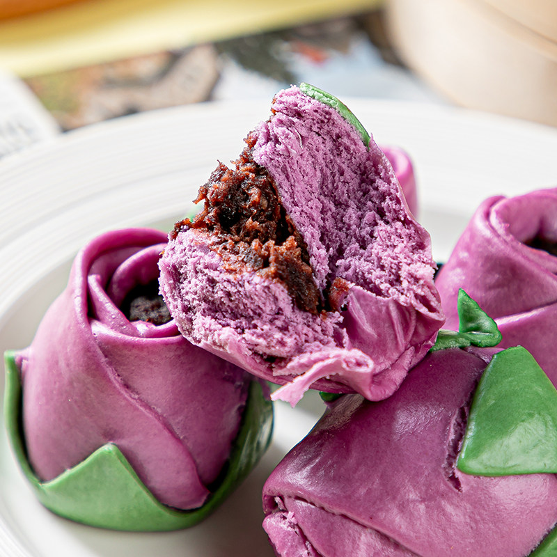 玫瑰包10个箱装 婚宴酒店宴席包点紫薯红豆包速食早餐半成品商用,淘宝优惠券,粉丝福利购,淘宝优惠卷