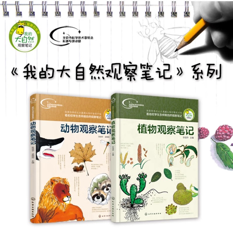 全4册 给孩子的果蔬大自然观察笔记 蔬菜+水果+动物+植物观察笔记6-13岁中小学生儿童课外阅读观察能力写作文训练科普艺术绘本书籍