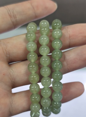 天然和田玉手串女青白玉圆珠单圈