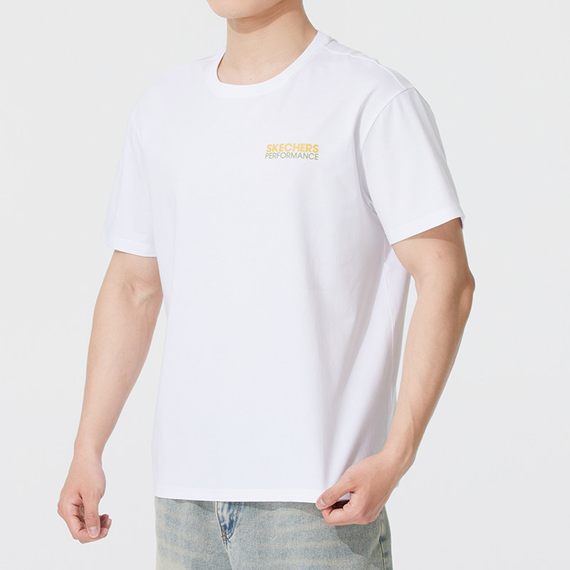 斯凯奇男女同款夏季透气运动T恤新款白色圆领针织短袖上衣休闲,淘宝优惠券,粉丝福利购,淘宝优惠卷