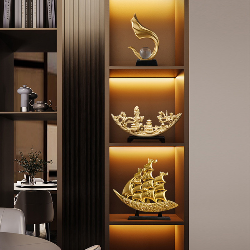 酒柜装饰品摆件书柜轻奢高档客厅电视柜高端领导办公室工艺品套装
