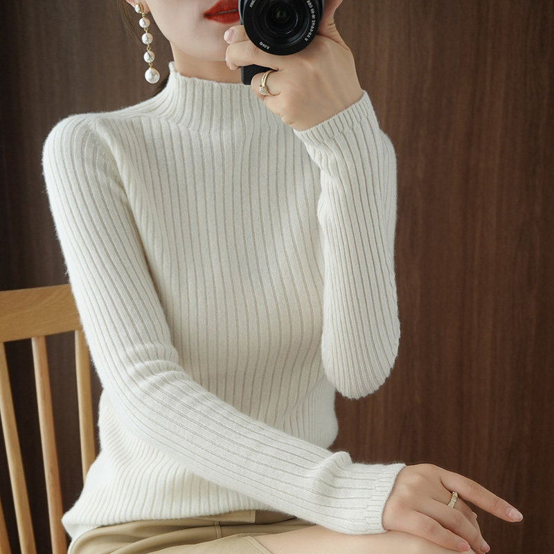 2020秋冬新款半高领修身套头毛衣 青戎羊毛衣