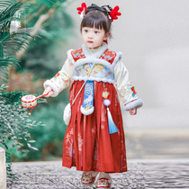 Shuchestnut twentresses and female babies Chinese New Years New Years dress Year of the year dress The ancient dress superfairy State Wind Skirt Suit Girl Winter