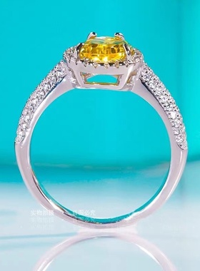 银镀金2克拉水滴黄钻戒指