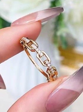 进口D色莫桑石链条戒指