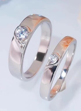 D色莫桑石永结同心情侣对戒