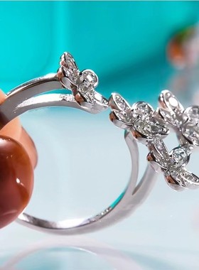 银镀铂金繁花锦簇戒指