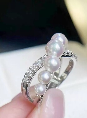 S925镶天然淡水珍珠温柔法式