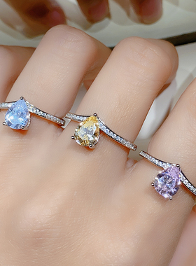 三爪水滴戒指pringxy女银镀铂金