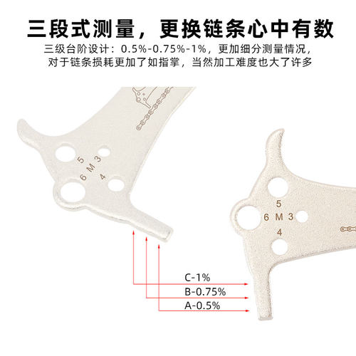 TOOPRE三合一链条测量器 山地公路自行车链条磨损测量尺检测工具 - 图1