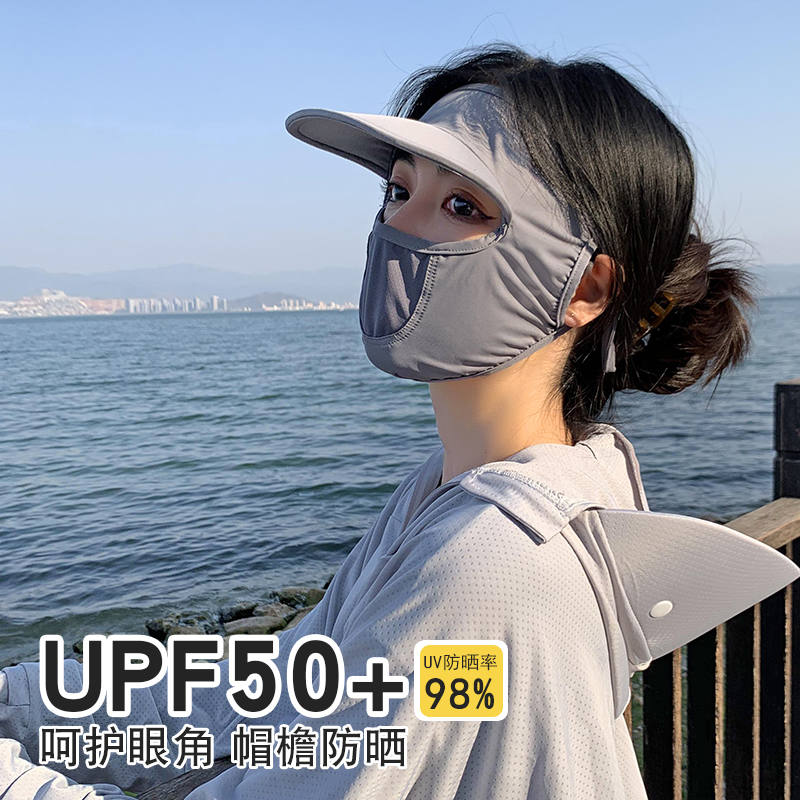 冰丝透气防晒面罩口罩女士夏季一体遮全脸额头防紫外线开车脸基尼-图1