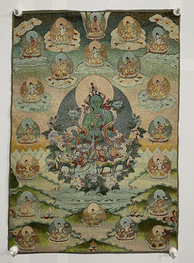 古玩古董现货藏佛刺绣人物画芯唐卡仿古怀旧现代中式客厅挂画
