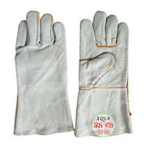 Tiehan two-story cow leather long version of electric welding gloves AB level full leather color large full palm labor electric welding glove
