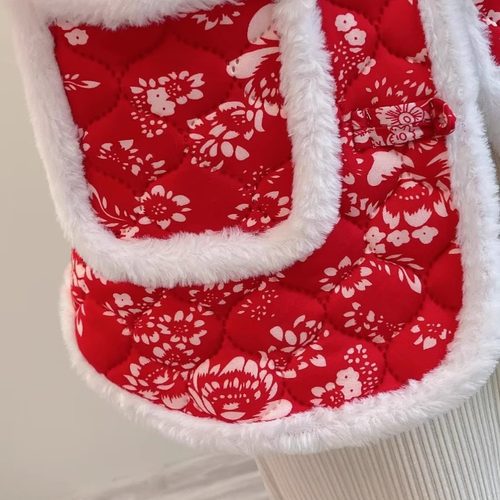 大码女装新年唐装碎花加绒小棉衣中国风百搭盘扣喜庆小棉袄200斤 - 图2