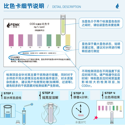 芬克挥发酚COD总磷总氮氨氮余氯检测试纸水质快速检测包比色管 - 图3