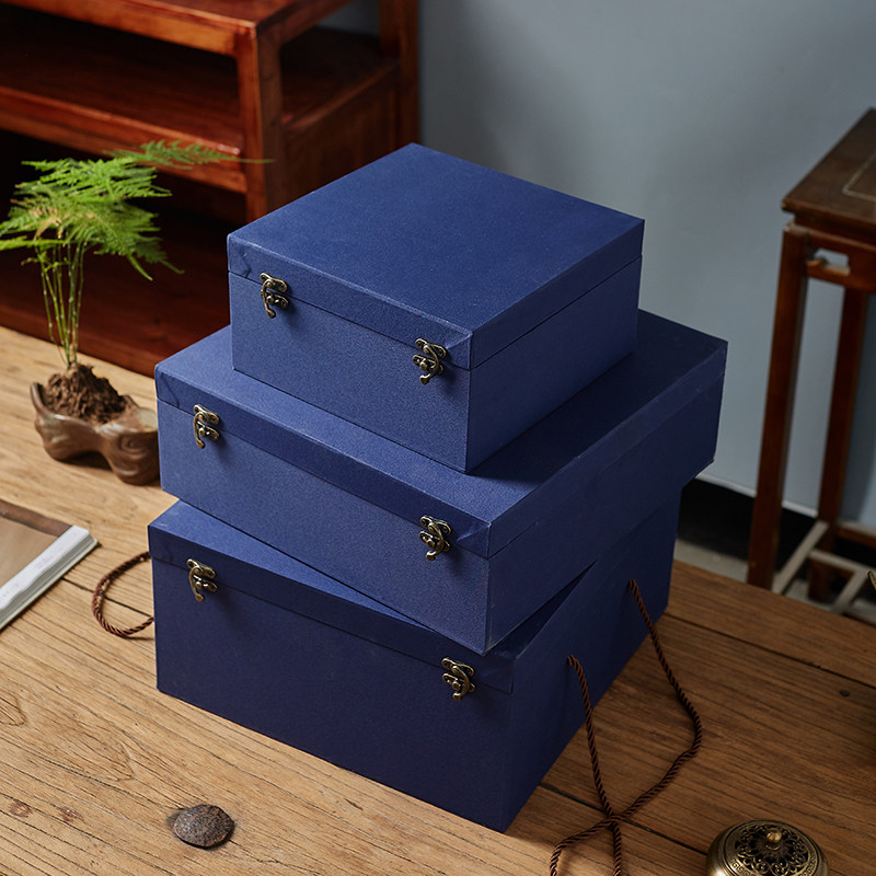 蓝色布面锦盒长方形玉器石头古玩碗摆件礼盒空盒正方形礼品盒定制,淘宝优惠券,粉丝福利购,淘宝优惠卷