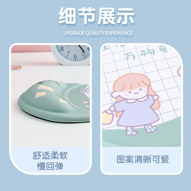 打工人护腕鼠标垫女生加厚防滑记忆棉办公滑鼠垫电脑键盘手托垫子