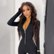 European and American fashion hot girls front zipper thin velvet jumpsuit