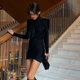Stylish hot girl basic versatile long-sleeved dress