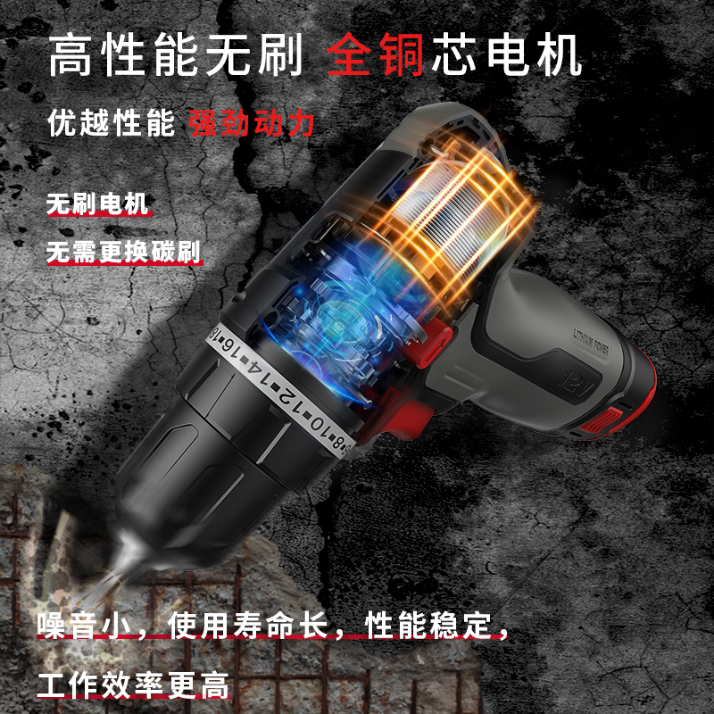 scans朝能12v无刷手电钻家用电动螺丝刀多功能充电锂电工具 s120 - 图0