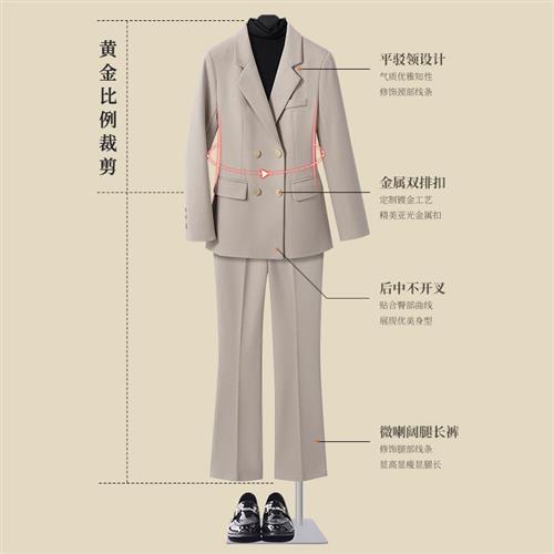 毛呢西装套装女2023新款冬季加厚高端职业正装工作服呢子西服外套