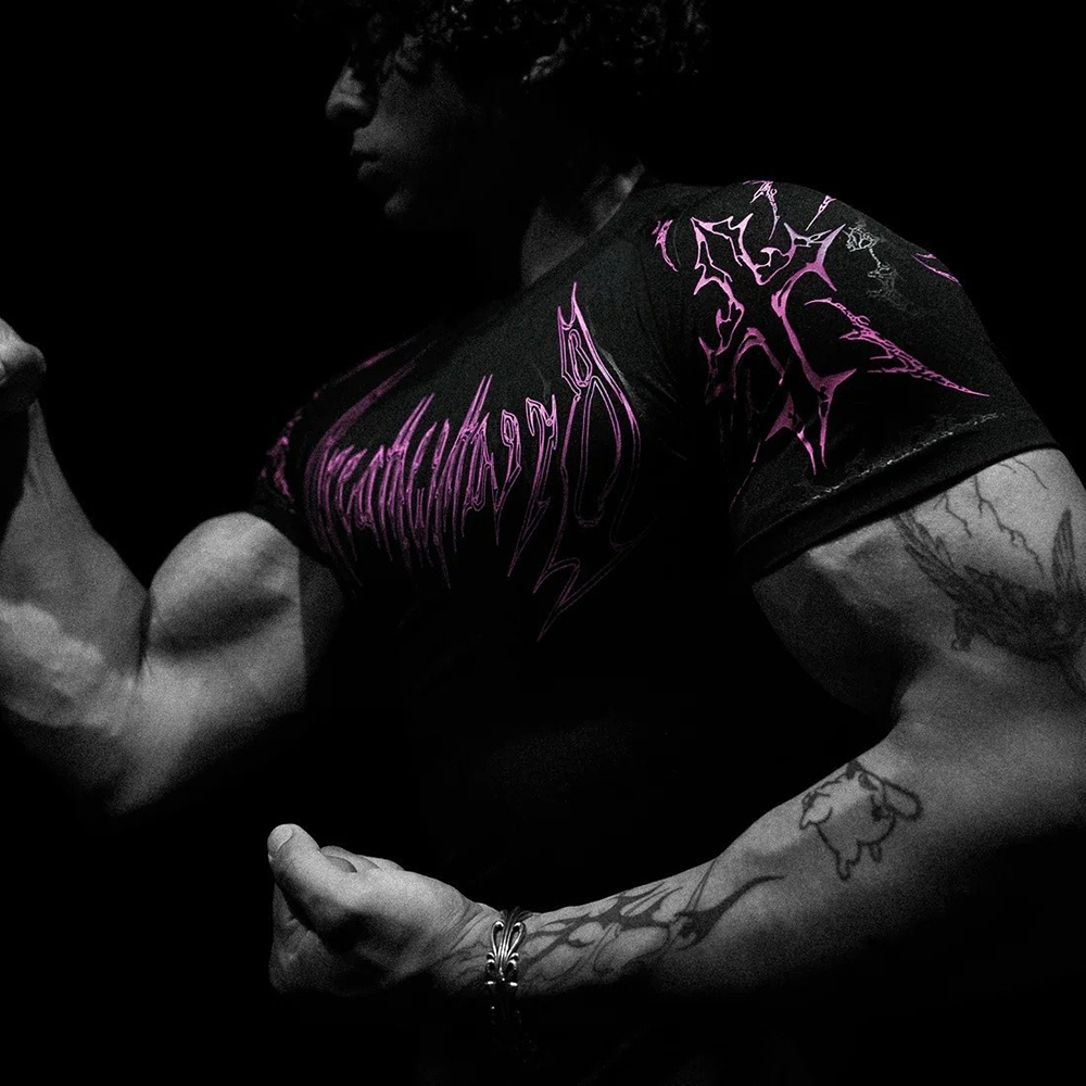 Breathedivinity速干高弹紧身男t恤潮流印花肌肉训练短袖撸铁上衣,淘宝优惠券,粉丝福利购,淘宝优惠卷