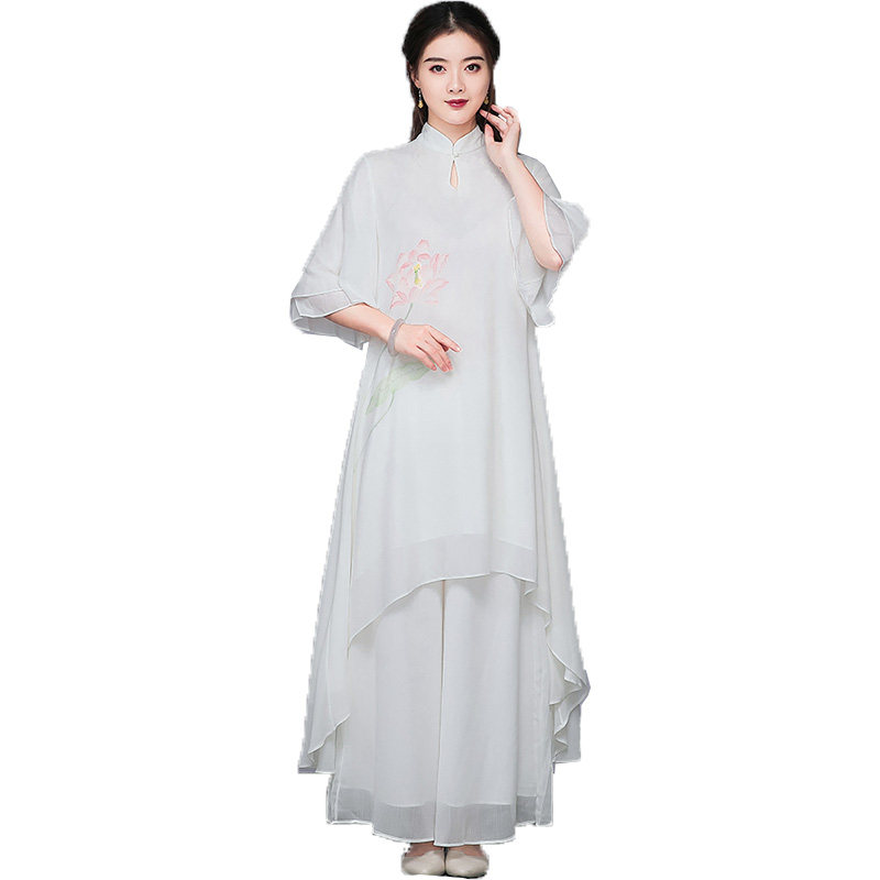 春夏中式禅意改良汉服雪纺旗袍 苏兹柏连衣裙