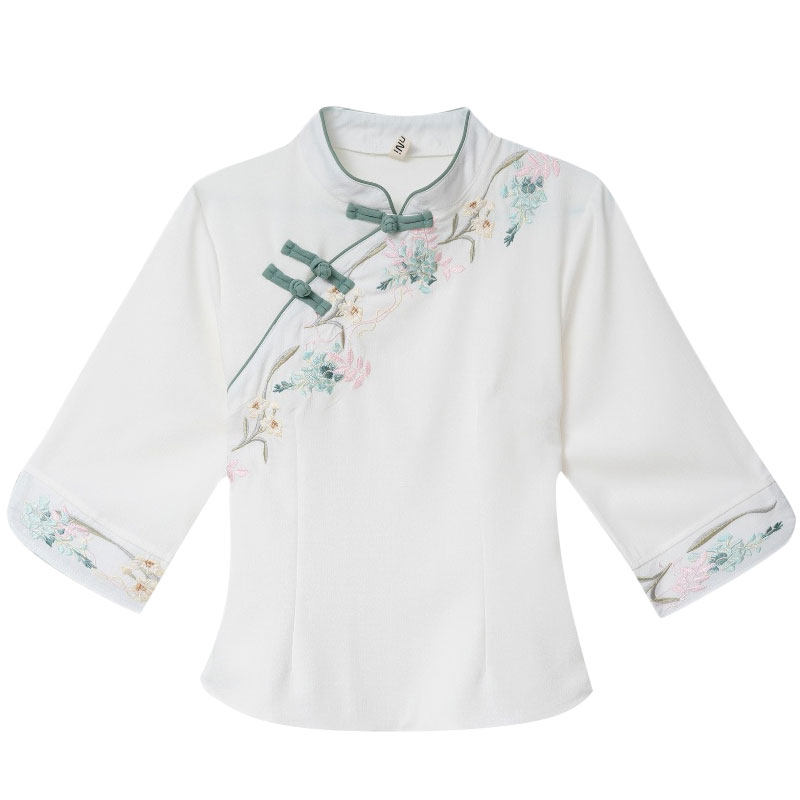 中式旗袍上衣美容院足浴师采耳汉服 苏兹柏上衣