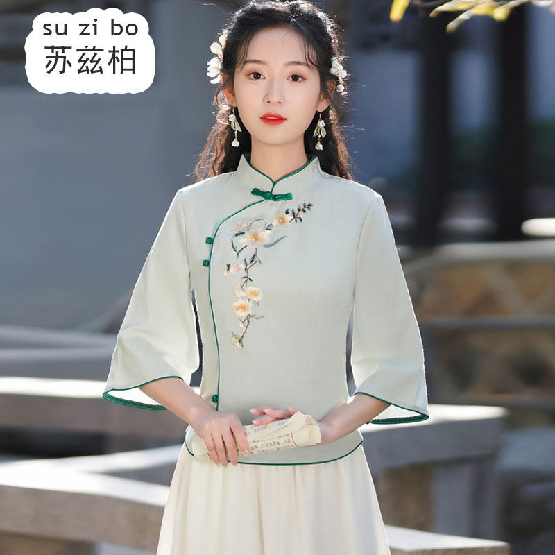 春夏汉服中国风改良中式立领上衣 苏兹柏上衣