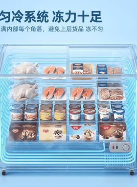 北极熊雪糕柜商用大容量冷柜冷冻展示柜卧式冰柜圆弧玻璃移动柜门