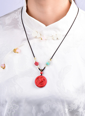 原矿高含量红砂生肖马吊坠项链2026本命年无事牌挂件男女款护身符