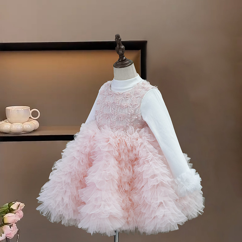 女童连衣裙秋冬款小女孩高级感生日公主裙洋气儿童粉色礼服蓬蓬裙,淘宝优惠券,粉丝福利购,淘宝优惠卷