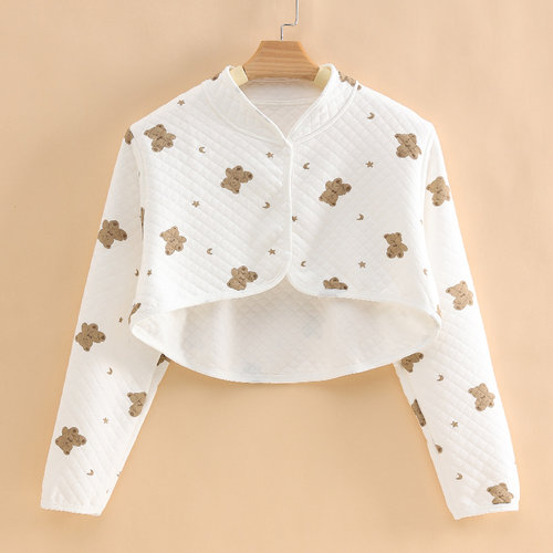 纯棉护肩颈椎坎肩睡觉产妇春秋护肩膀孕妇产后保暖喂奶坐月子披肩 - 图0