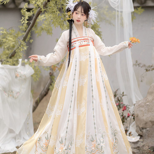 原创汉服女春季中国风斗篷唐制重工刺绣齐胸襦裙改良古装超仙飘逸 - 图3
