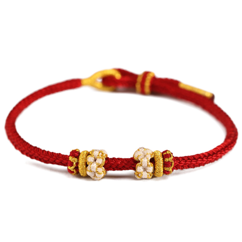 会铭手工坊新款桃花可穿黄金珠手绳女DIY半成品编织红绳手链男,淘宝优惠券,粉丝福利购,淘宝优惠卷