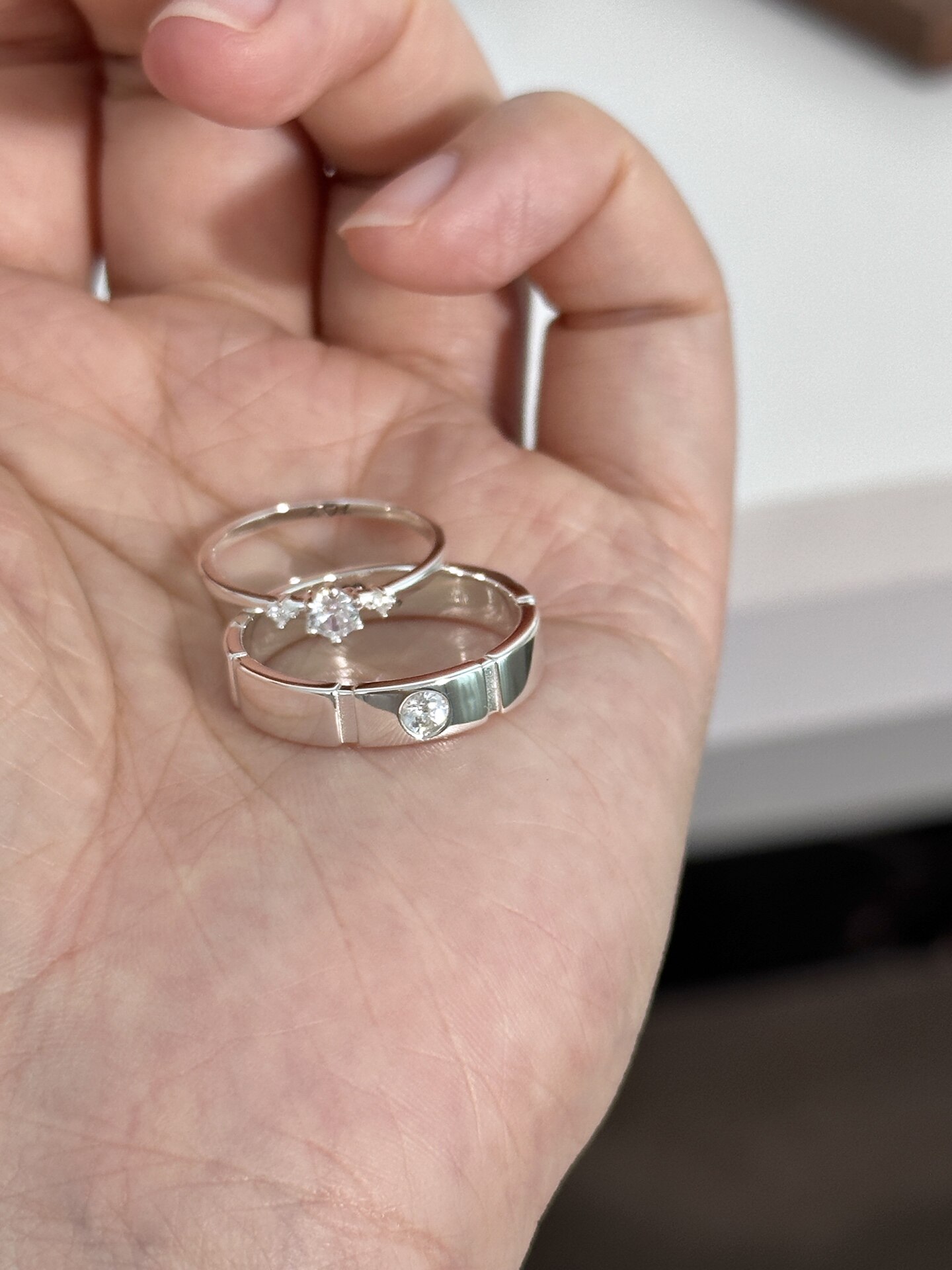 Bell custom/heartbeat mark couple ring s925 sterling silver closed ring anniversary gift for girlfriend
