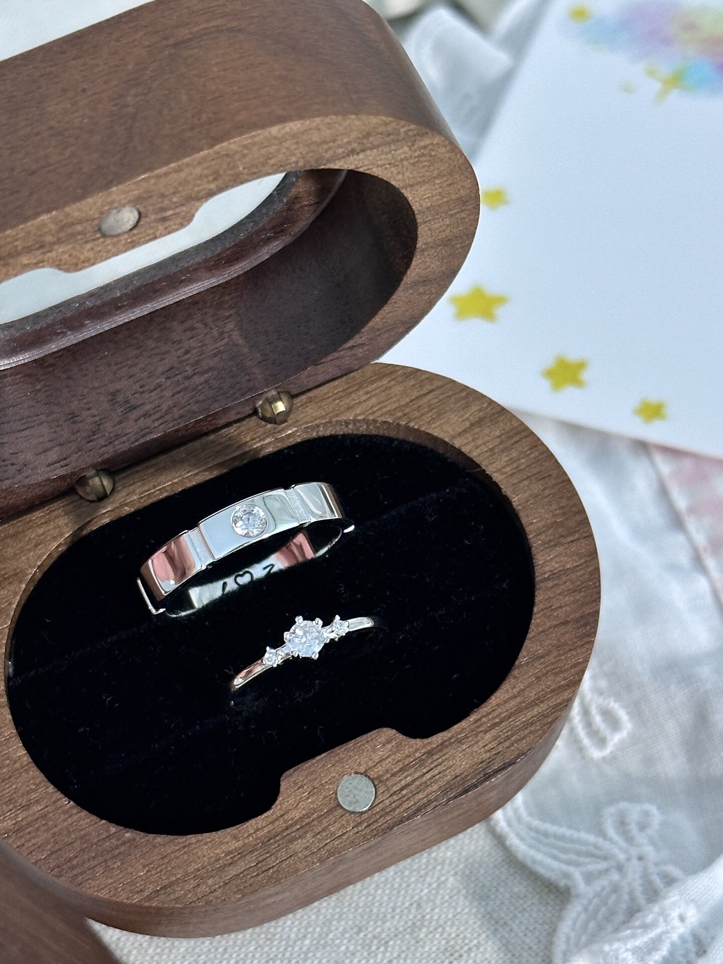 Bell custom/heartbeat mark couple ring s925 sterling silver closed ring anniversary gift for girlfriend
