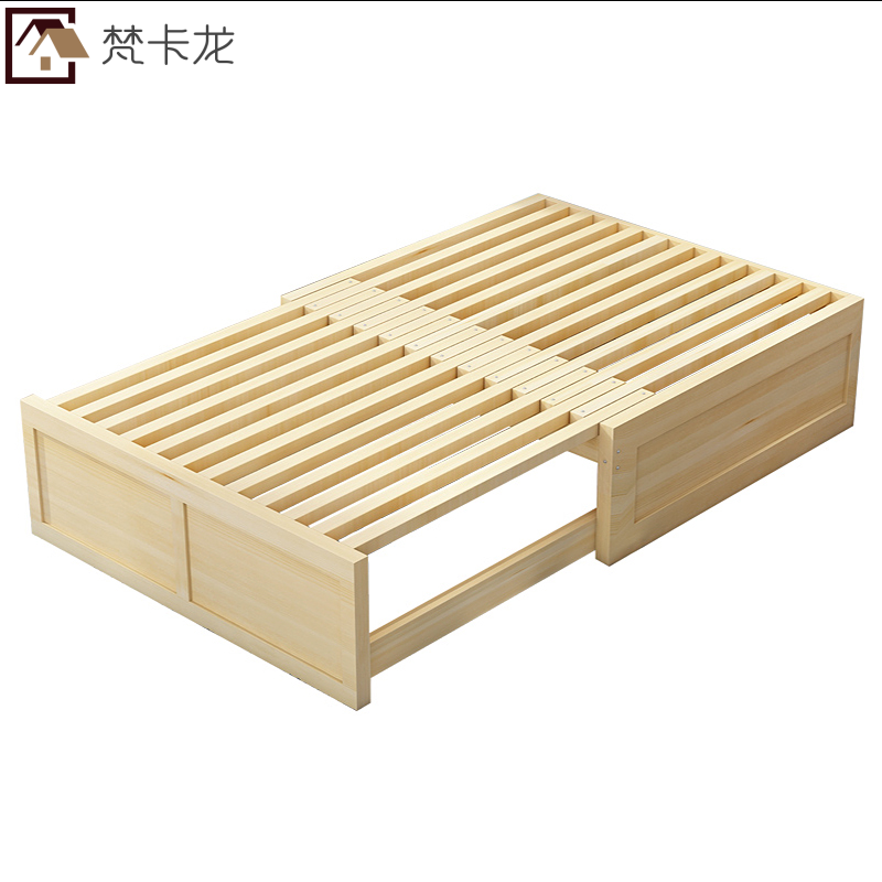 原木沙发床实木床单人床多功能单人床伸缩床两用床简约现代 猪猪侠淘宝客