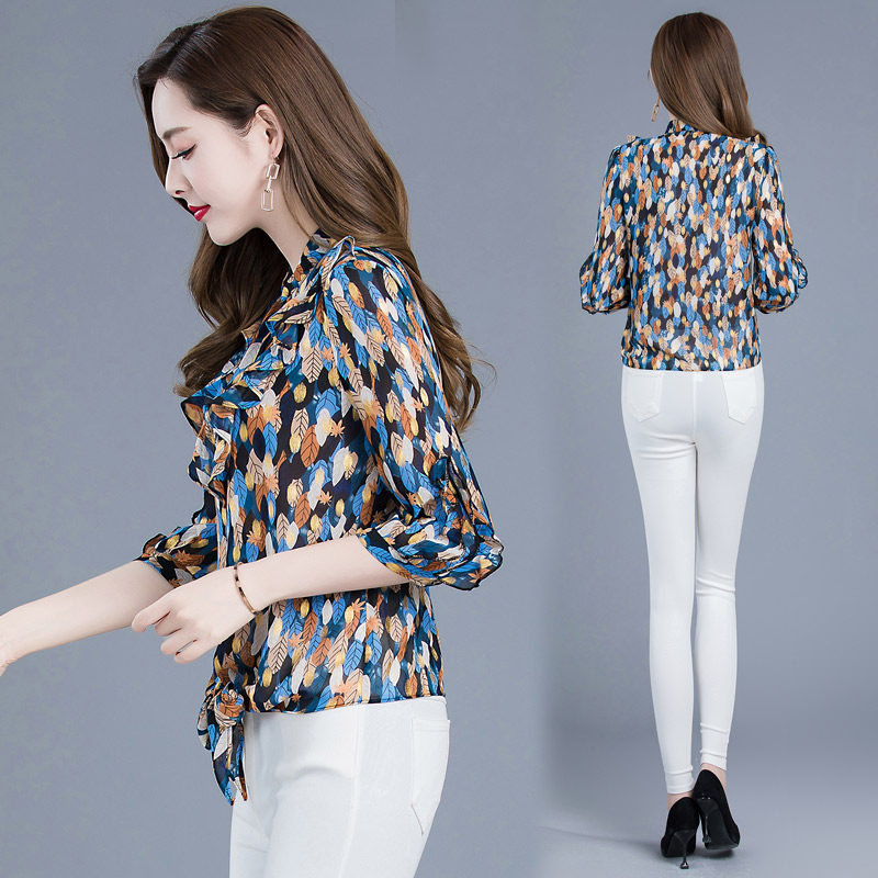 2020夏新款半袖雪纺衫女式妈妈衬衫 悠茸蕾丝衫/雪纺衫